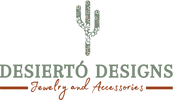 Logo of Desiertó Designs: Jewelry and Accessories with a cactus design on a transparent background
